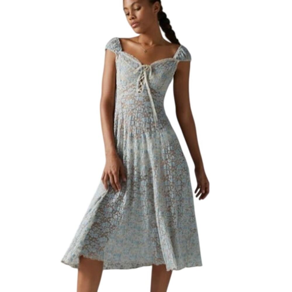 UO Urban Outfitters Kimchi Blue Iris Lace Floral Midi Dress Medium
